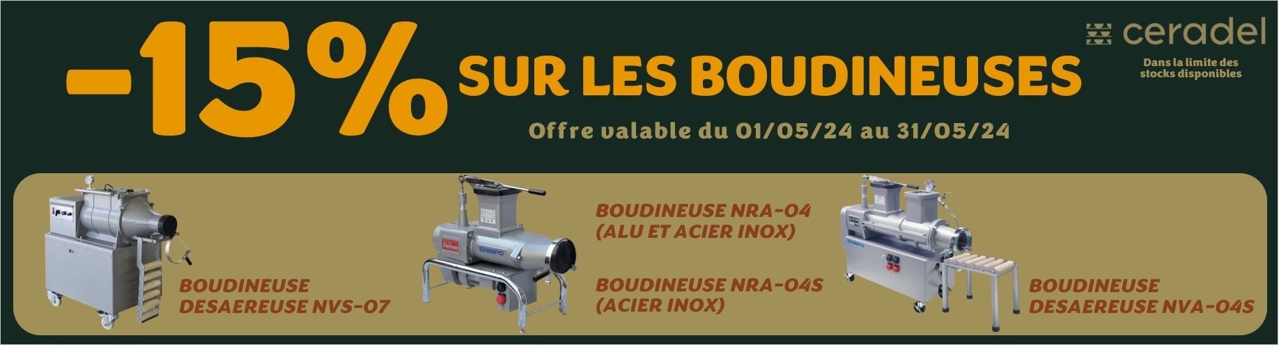 Offre 15% Boudineuses Shimpo